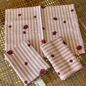 Haller Austrian Red and White Striped Ladybug 🐞 Napkins Woven Textiles
